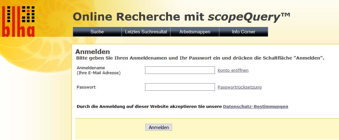 Passwortrücksetzung in scopeQuery